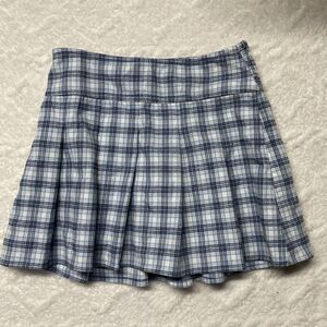 Hollister Womens Preppy Academia Plaid Mini  Skirt Size S Blue High Rise Y2K